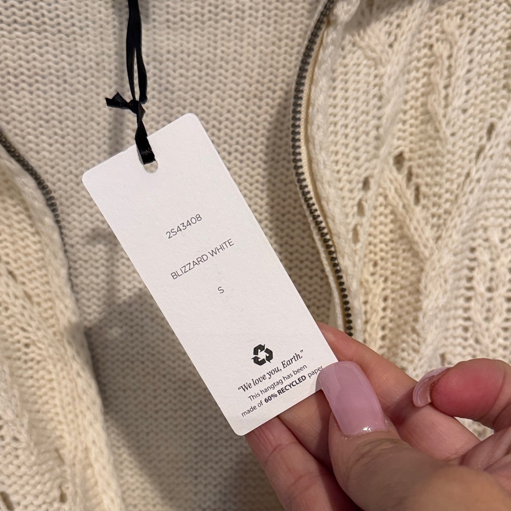 Pink Rose Cream Zip-Up Cardigan - Picture 3 of 4